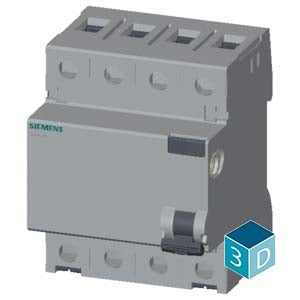 Siemens 5SV43470RC 80A 30mA 4P 4MW TYPE AC RESIDUAL CURRENT CIRCUIT BREAKER