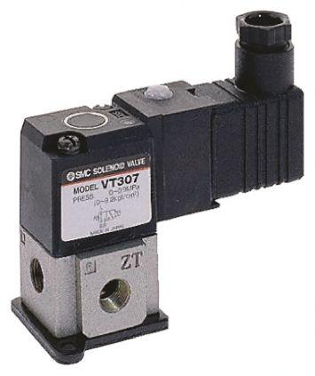 SMC 14" 32 N.C. Solenoid Valve 24 Vdc Din Type Coil With Indicator &amp; Bracket VT307 5DZ1 02 F